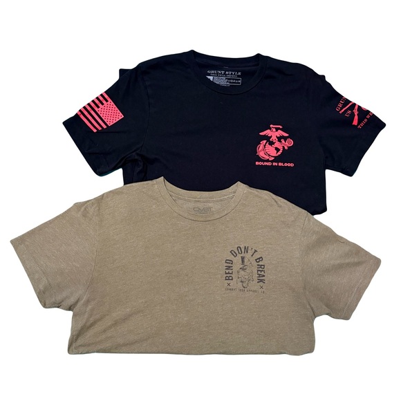 Grunt Style Other - Grunt Style and Combat Iron Apparel T-shirt lot of 2 Patriotic Marine Military